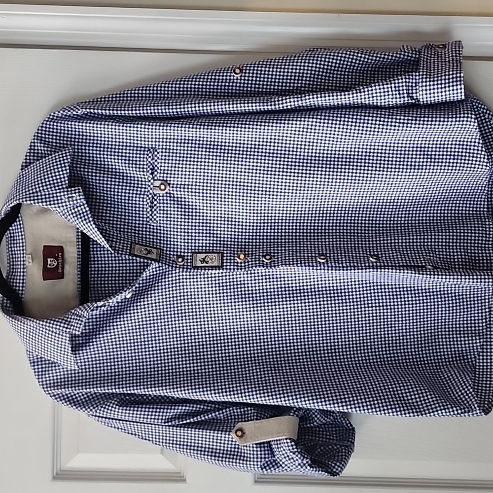 Blue Trachten Checkered Men's Shirt